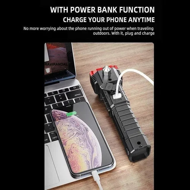 8-in-1 Portable Rechargeable LED Torch Flashlight